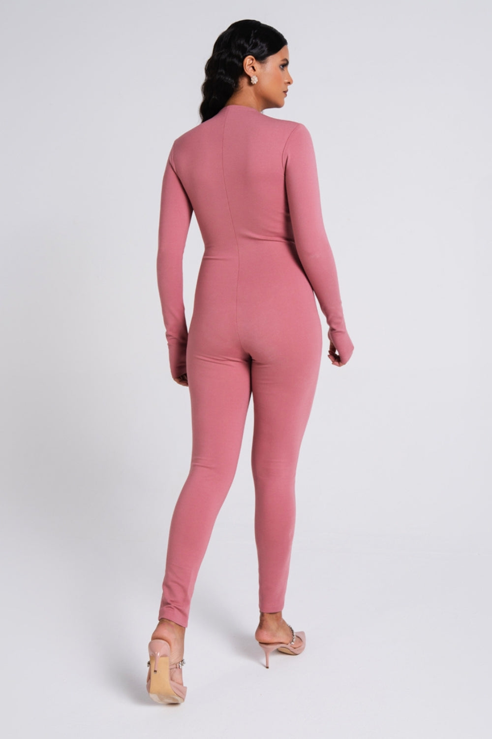 Rose Pink Bodycon Ribbed Jumpsuit