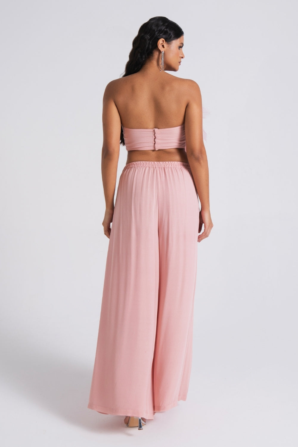 Pale Pink Embellished Asymmetric Co-ord Set