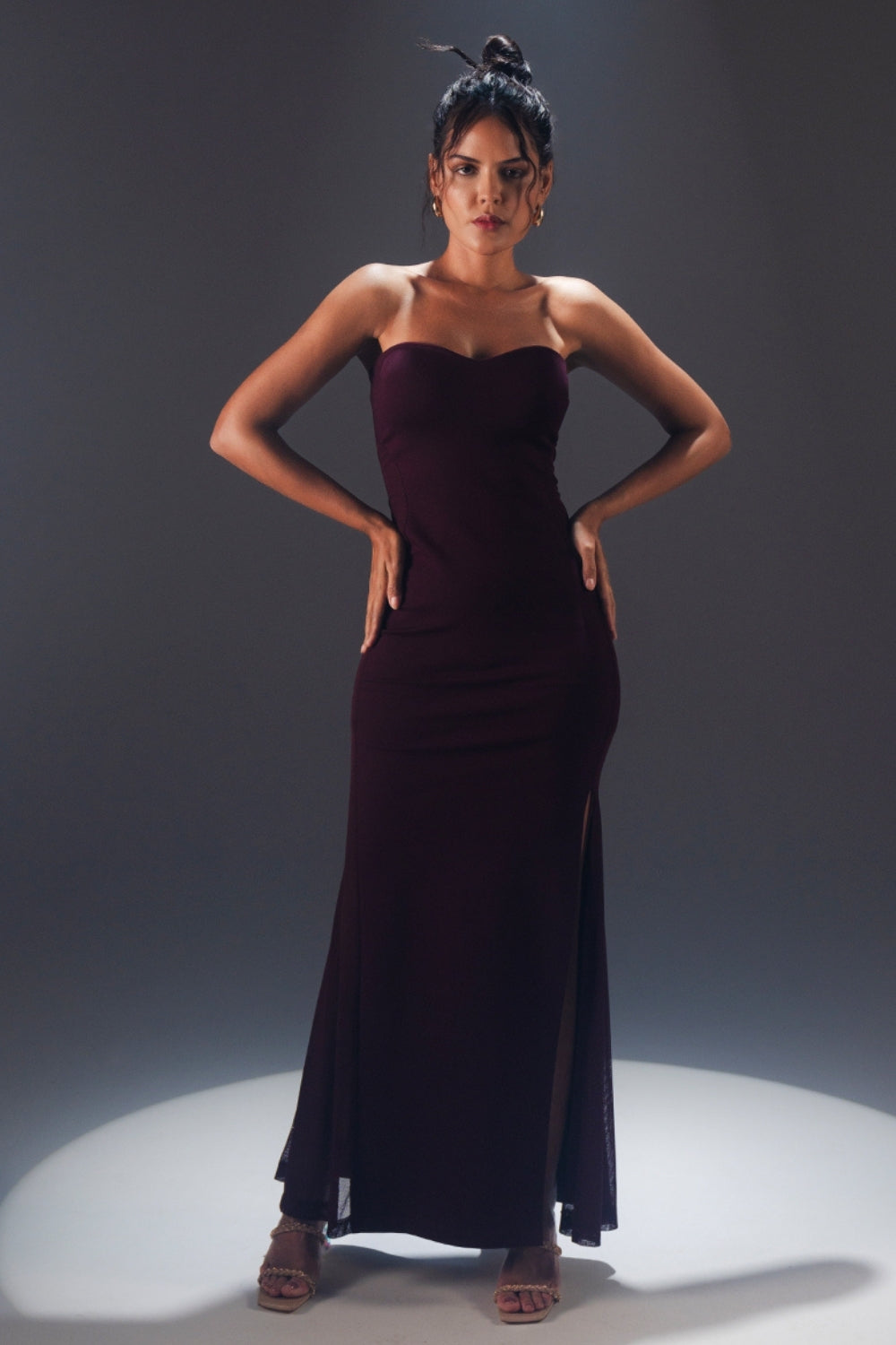 Black Strapless Bodycon Evening Gown
