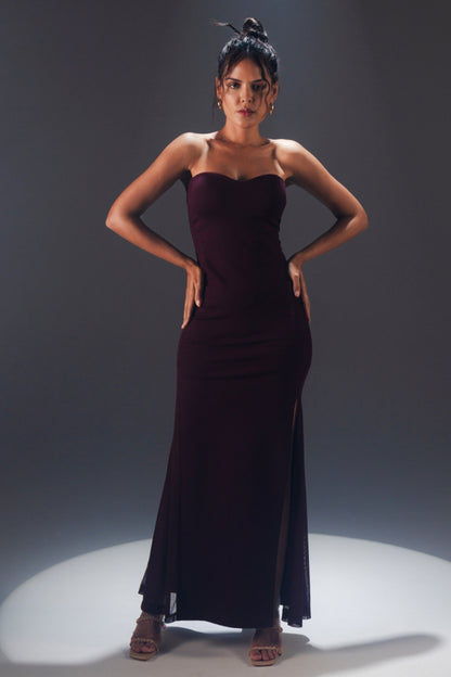 Black Strapless Bodycon Evening Gown