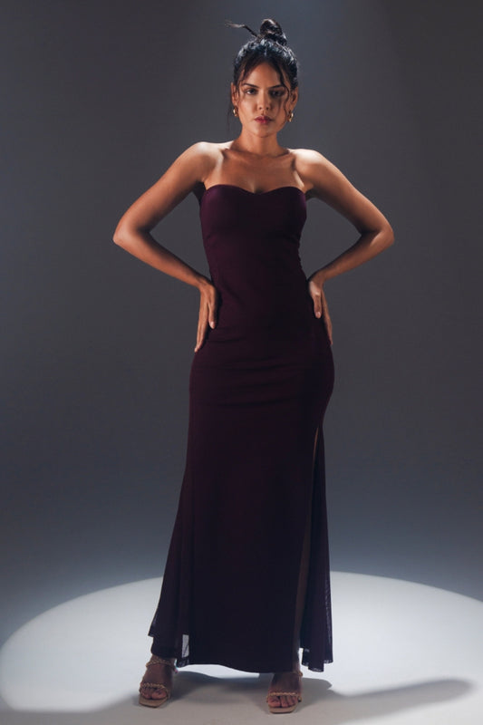 Black Strapless Bodycon Evening Gown