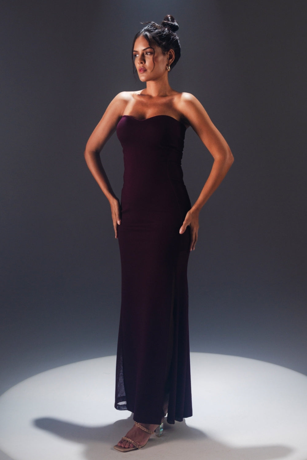 Black Strapless Bodycon Evening Gown