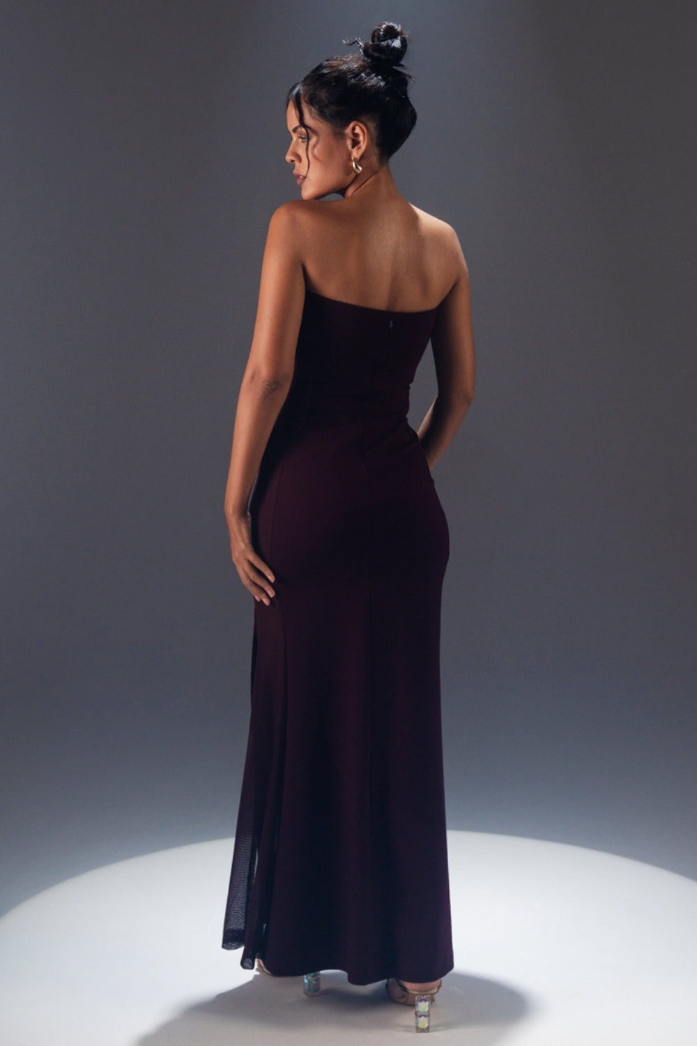 Black Strapless Bodycon Evening Gown