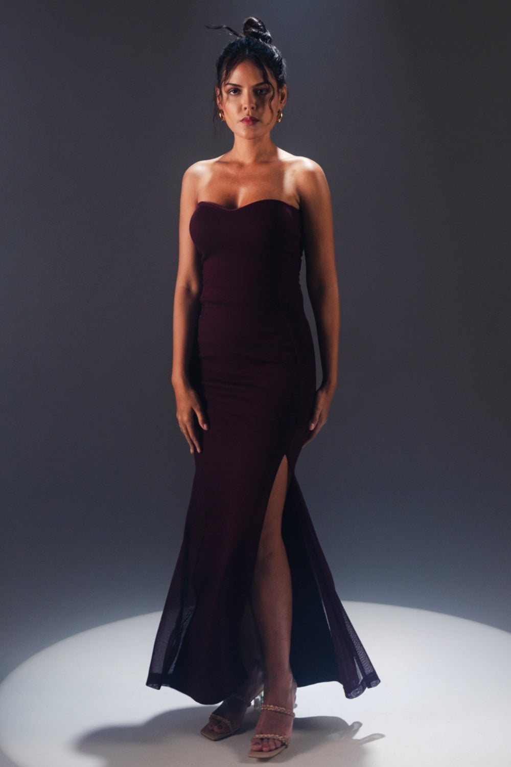 Black Strapless Bodycon Evening Gown