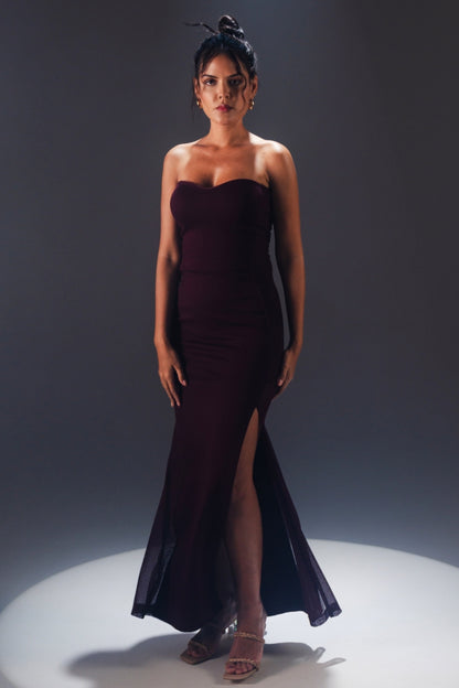Black Strapless Bodycon Evening Gown