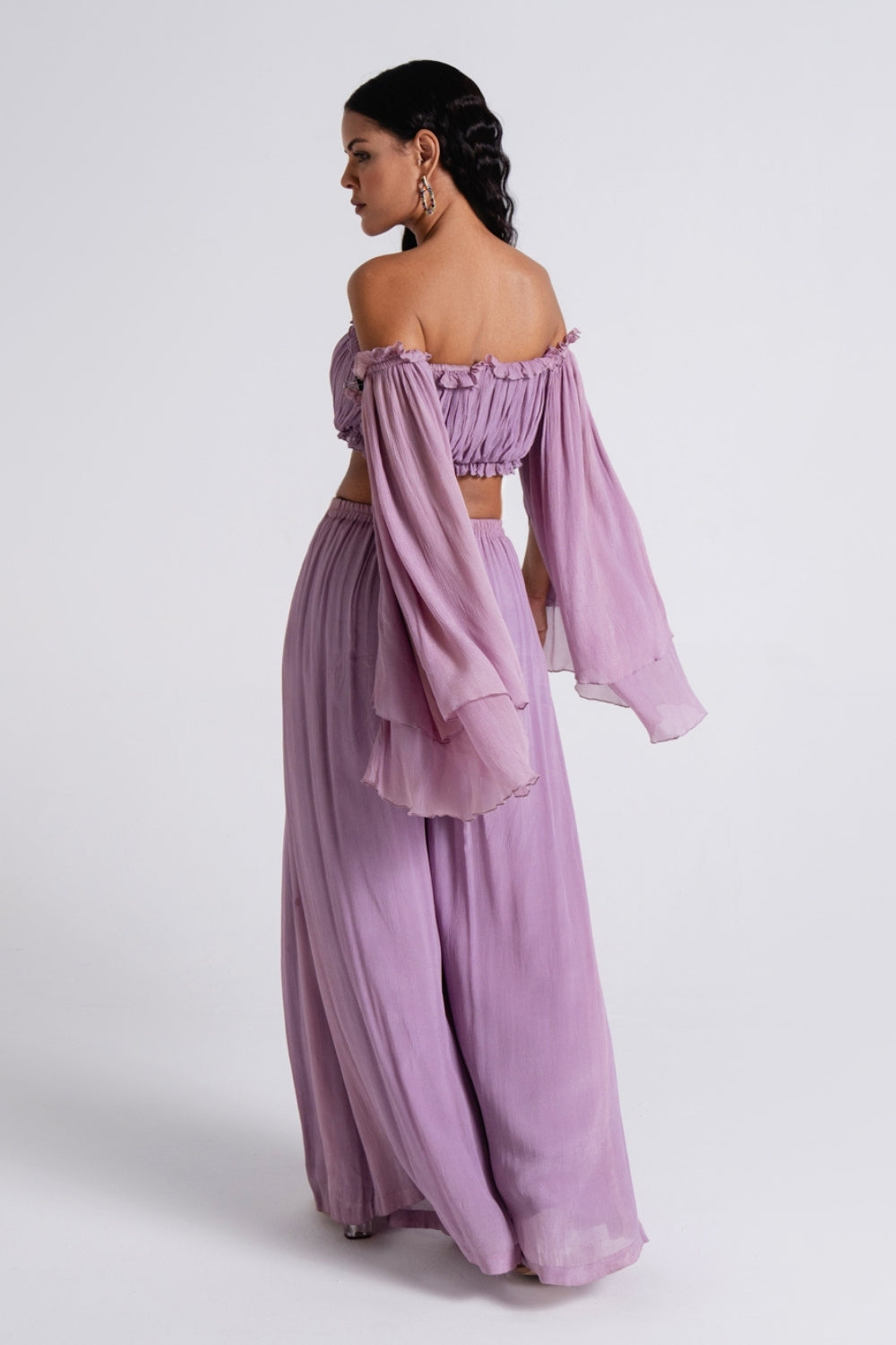 Lavender Off-Shoulder Flowy Co-Ord Set