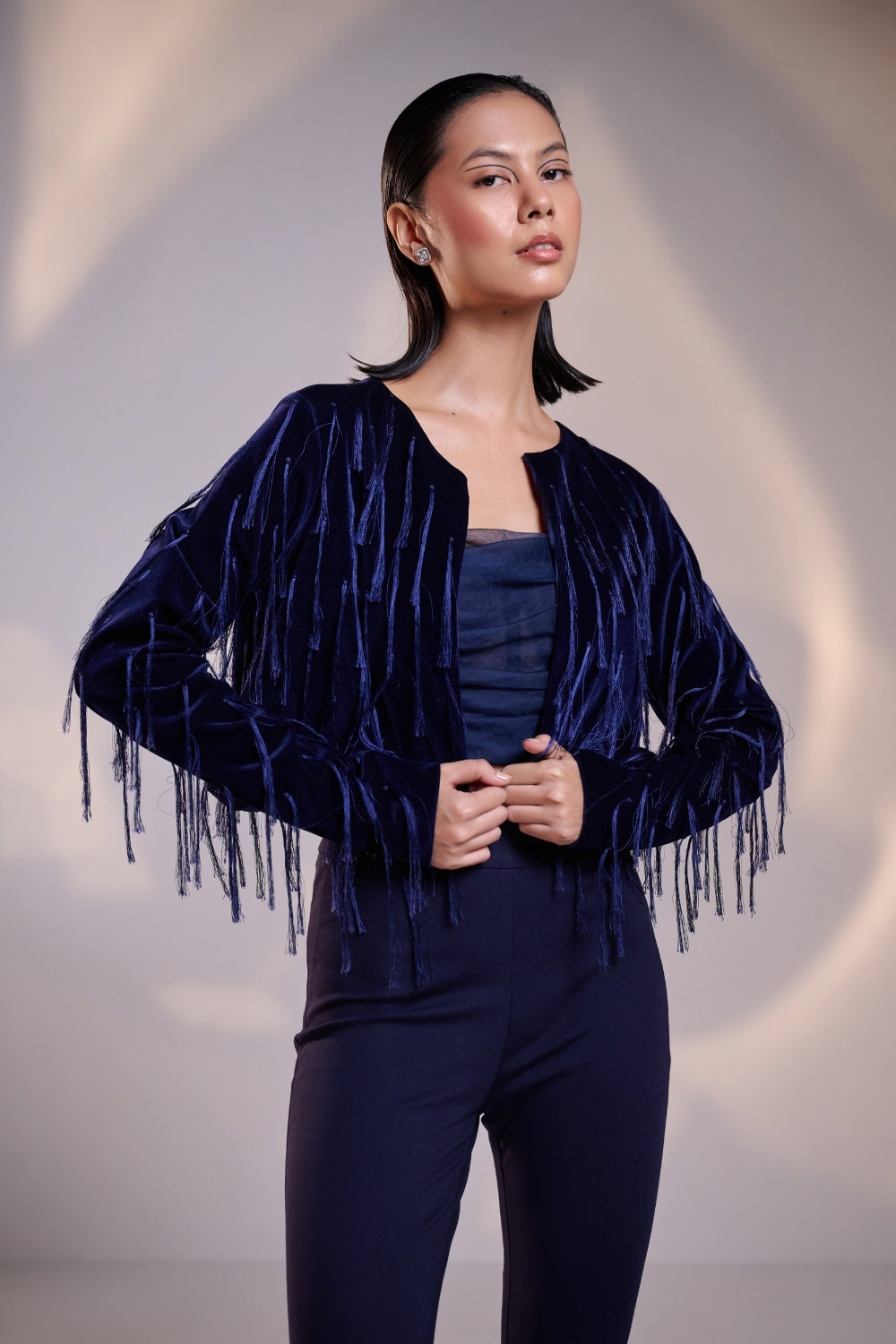 Midnight Cascade Fringe Jacket