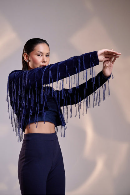 Midnight Cascade Fringe Jacket