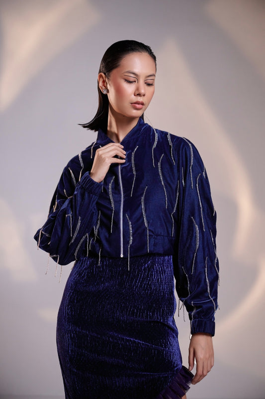 Hand- Embellished Bomber Jacket