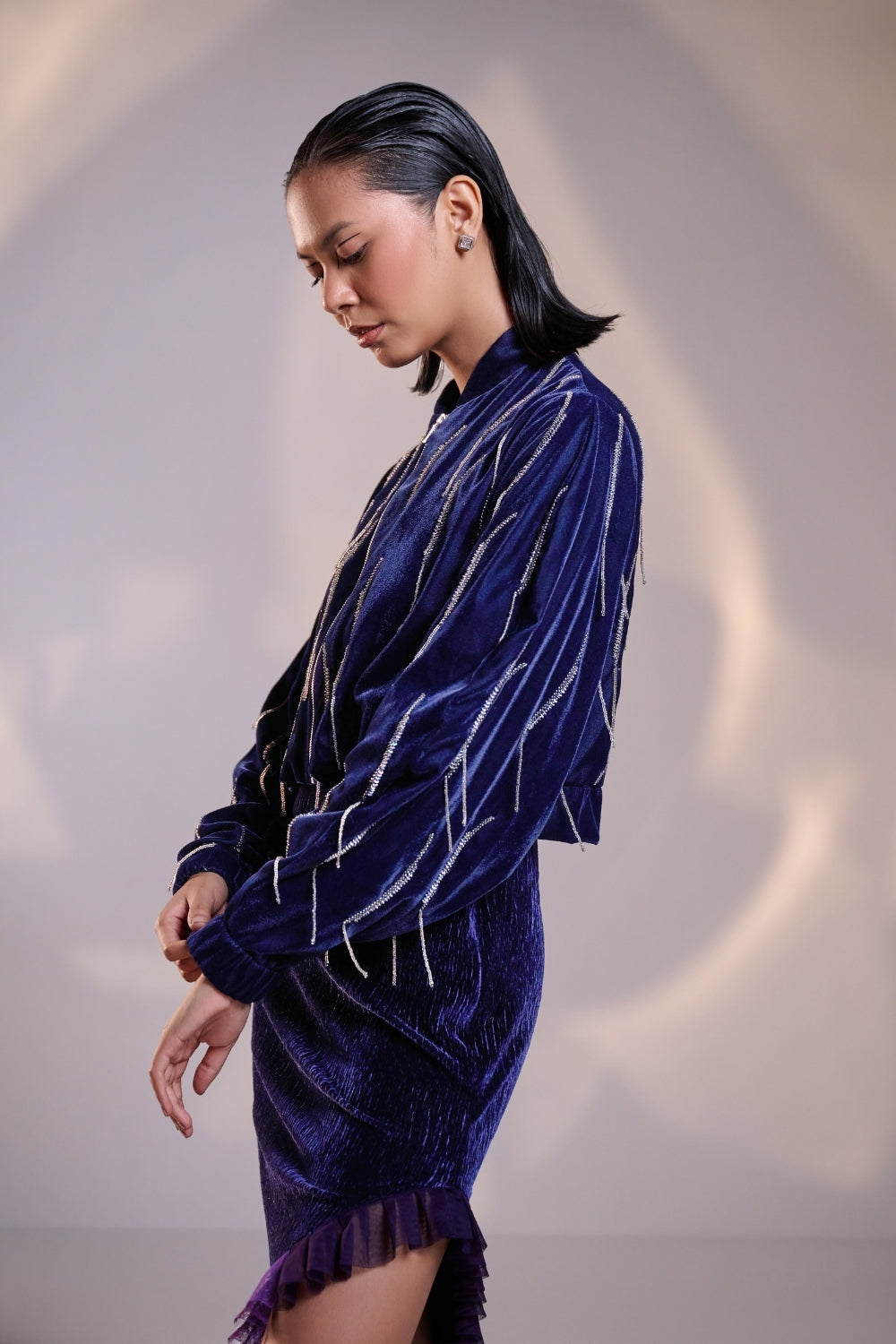 Hand- Embellished Bomber Jacket