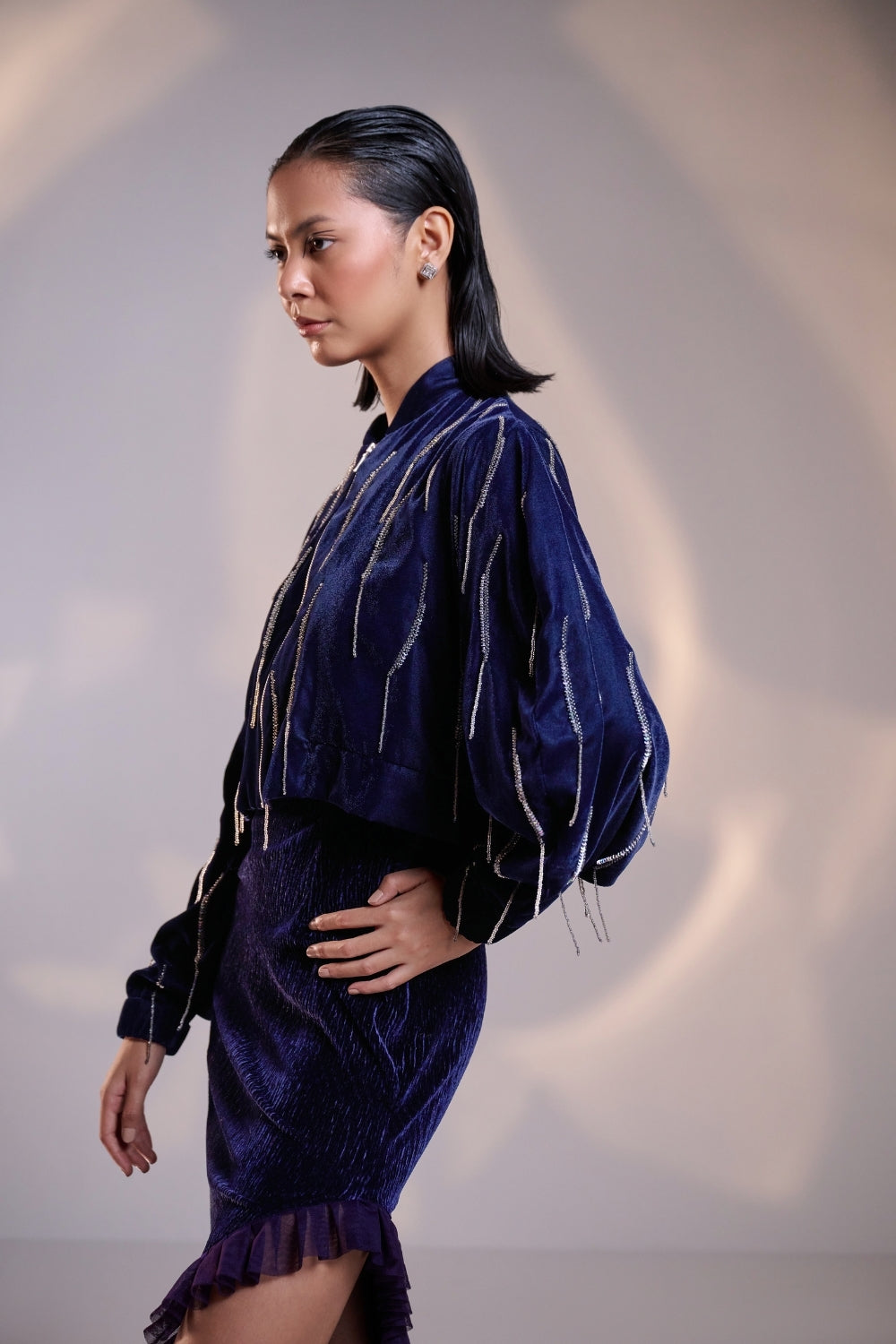 Hand- Embellished Bomber Jacket