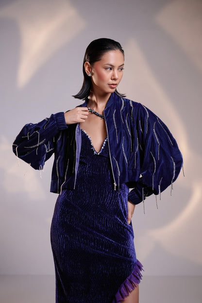 Hand- Embellished Bomber Jacket