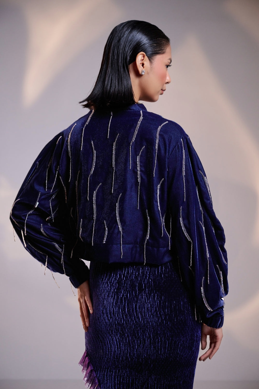 Hand- Embellished Bomber Jacket