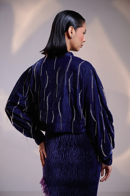 Hand- Embellished Bomber Jacket