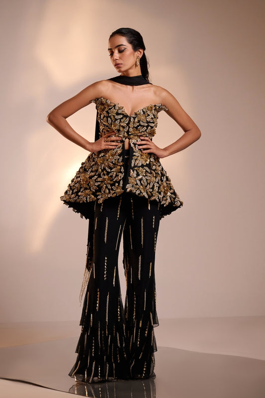 Gold Embellished Ember Fringe Co-Ord Set