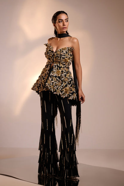 Gold Embellished Ember Fringe Co-Ord Set