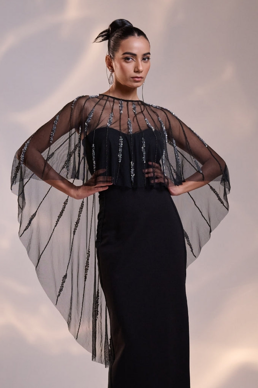 Noir Starlight Beaded Cape