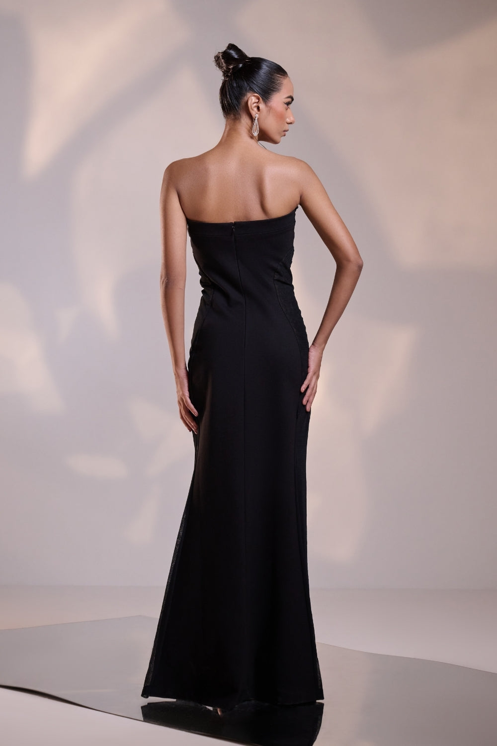 Black Strapless Bodycon Evening Gown