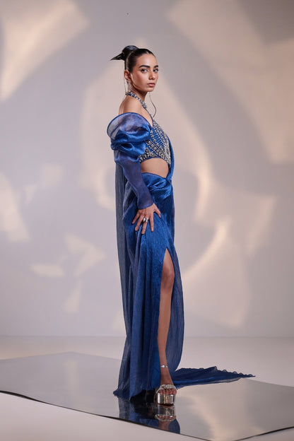 Celestial Wave Sculpted Saree Set