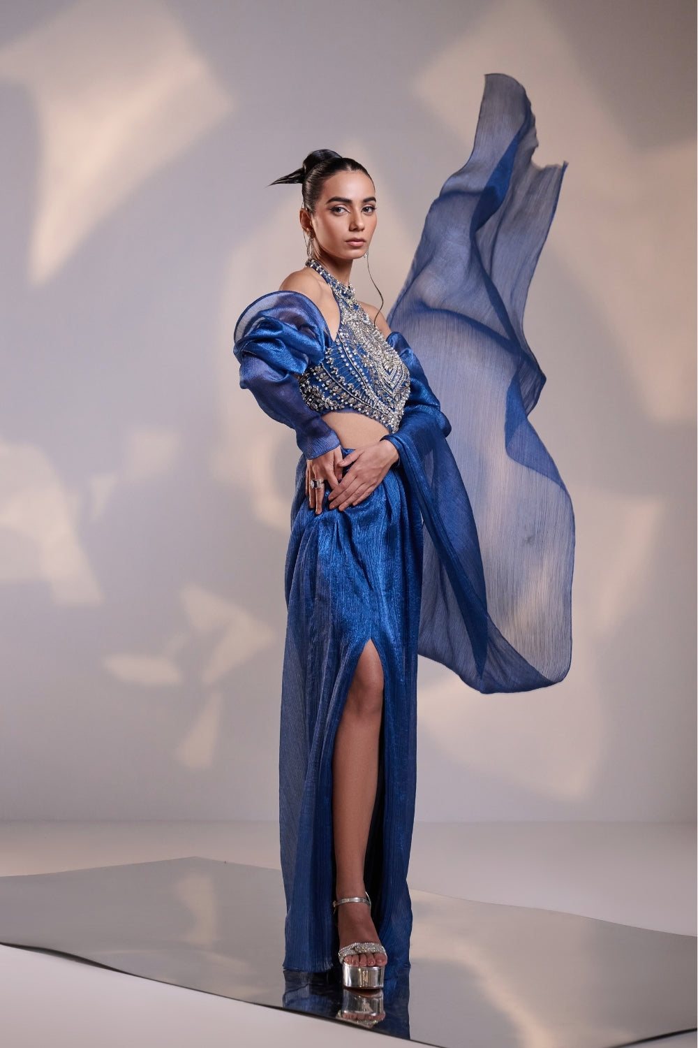 Celestial Wave Sculpted Saree Set