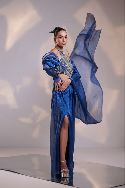 Celestial Wave Sculpted Saree Set