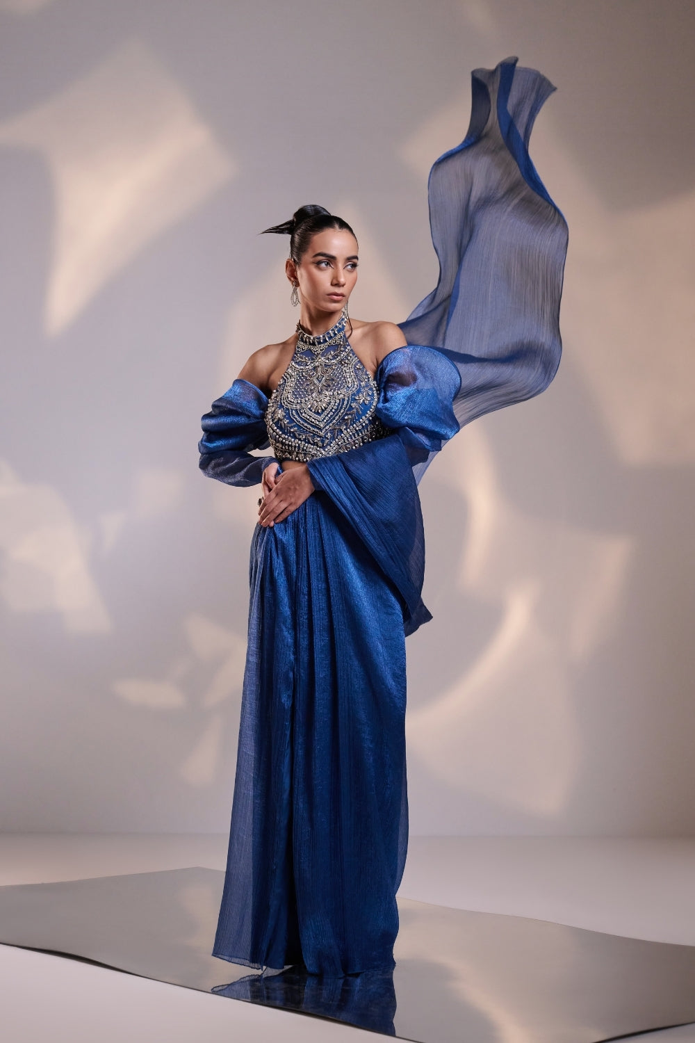 Celestial Wave Sculpted Saree Set