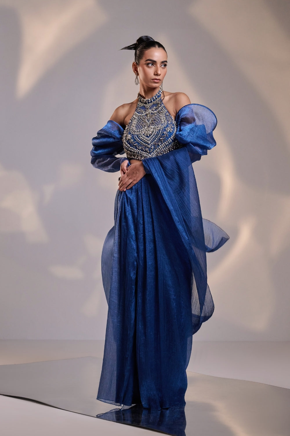 Celestial Wave Sculpted Saree Set