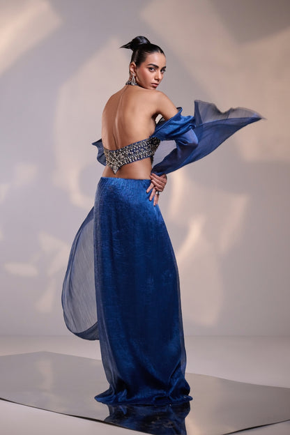 Celestial Wave Sculpted Saree Set