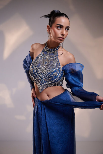 Celestial Wave Sculpted Saree Set