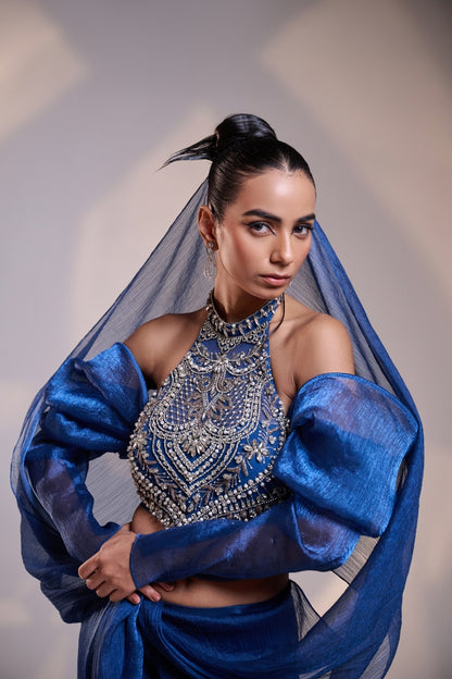 Celestial Wave Sculpted Saree Set