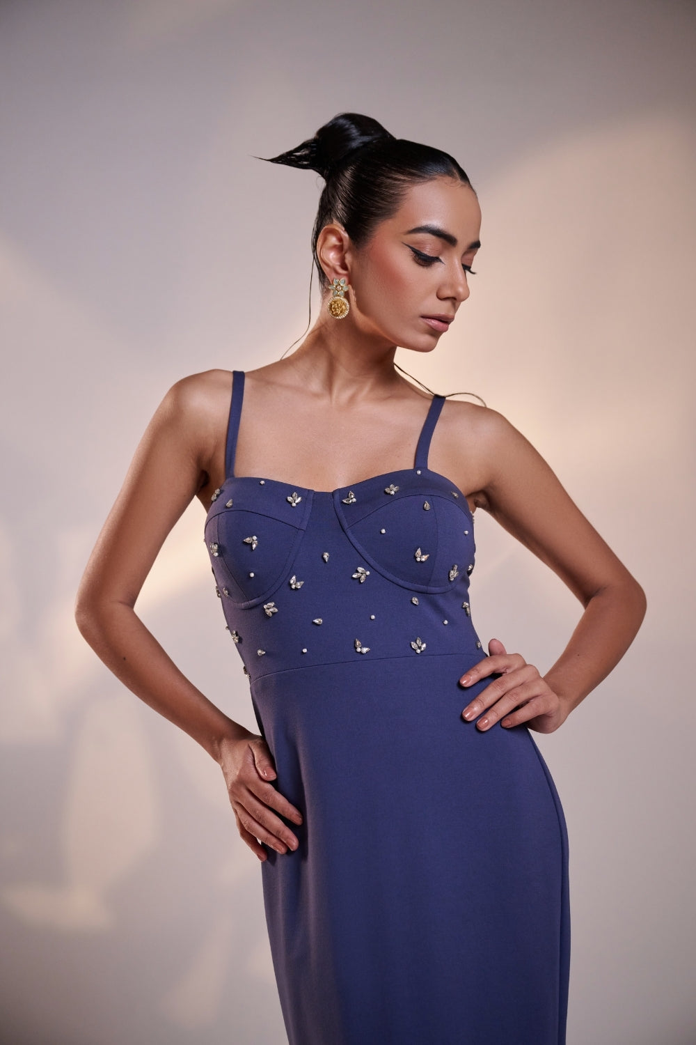 Dusty Blue Sweetheart Midi Dress