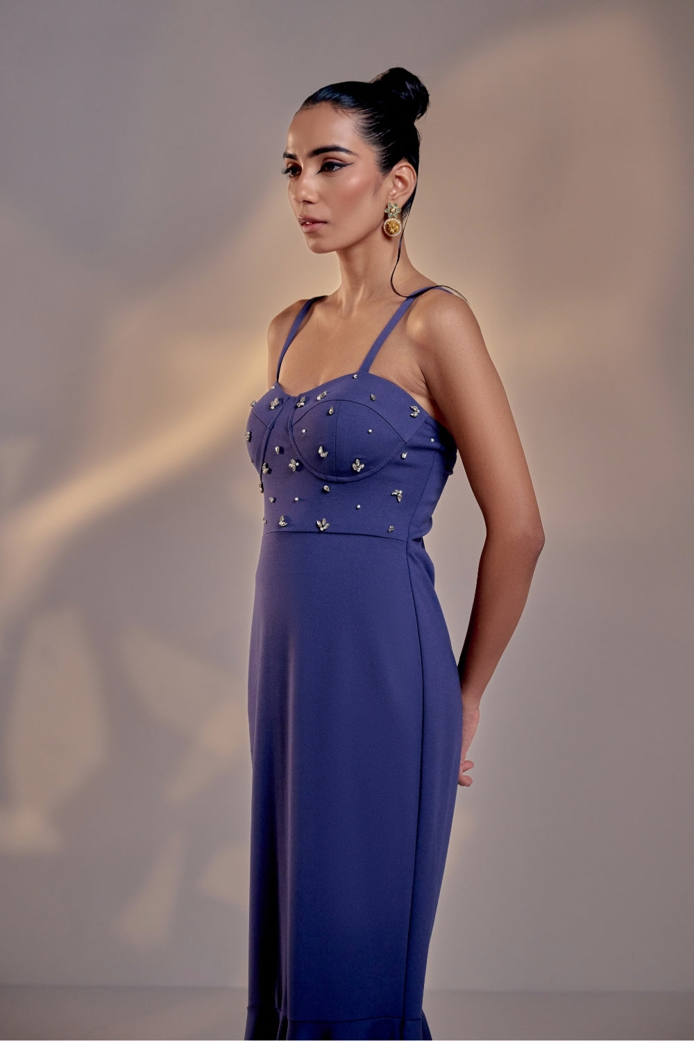 Dusty Blue Sweetheart Midi Dress