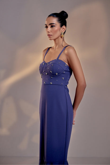 Dusty Blue Sweetheart Midi Dress