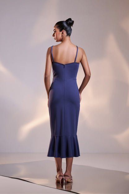 Dusty Blue Sweetheart Midi Dress