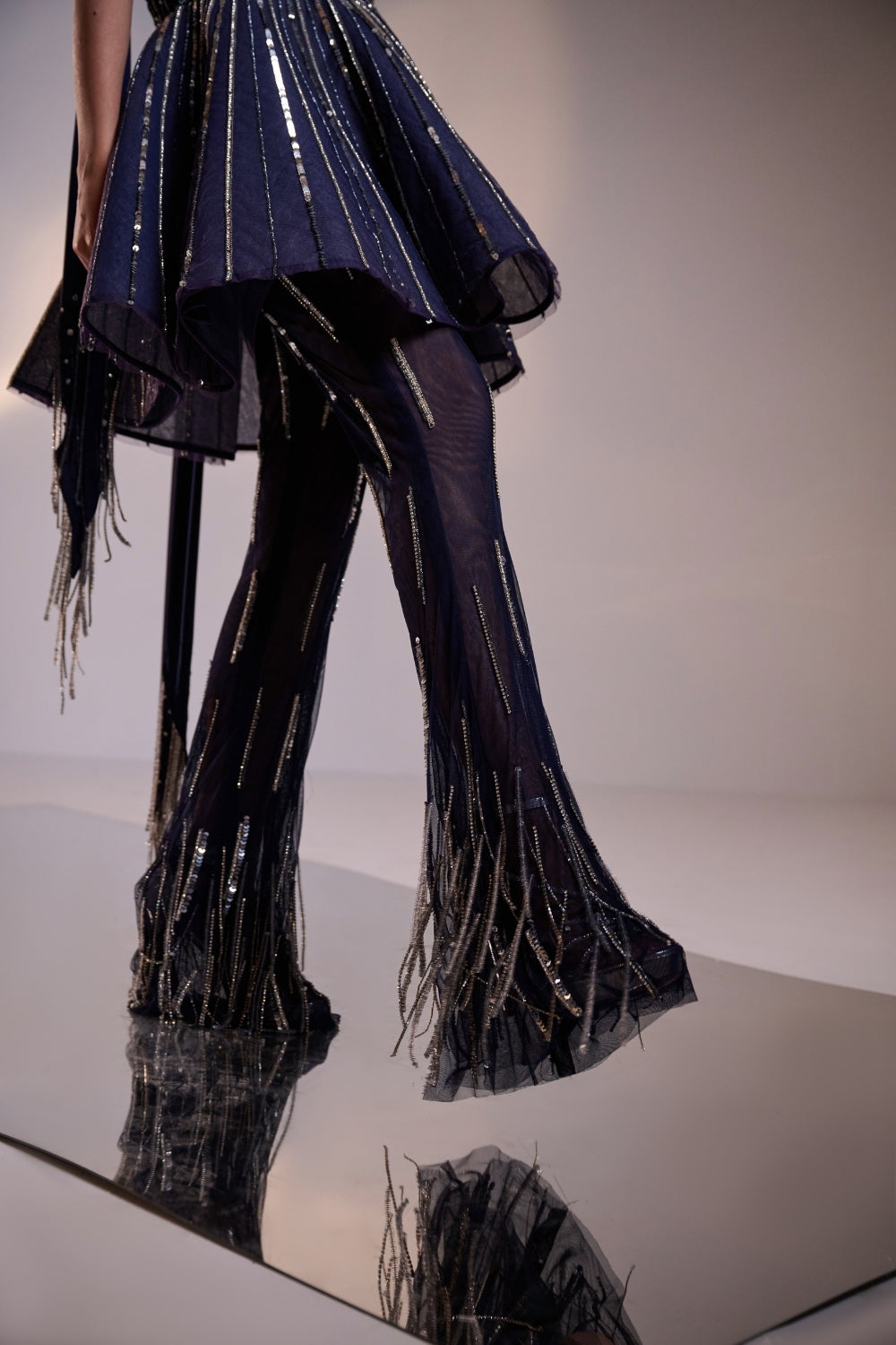 Midnight Blue Hand-Embellished Structured Co-ord Set