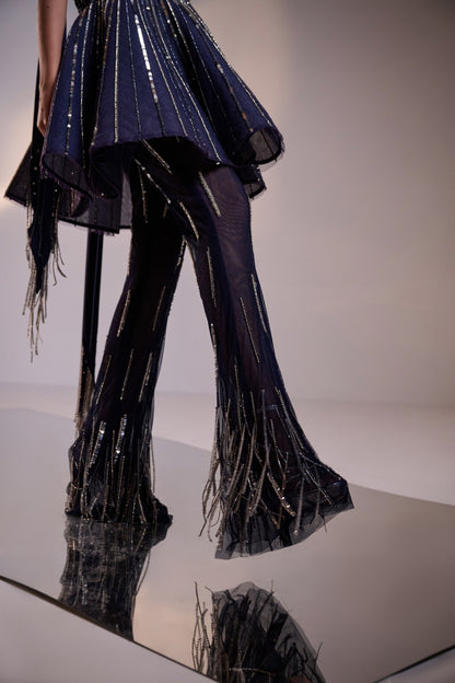 Midnight Blue Hand-Embellished Structured Co-ord Set