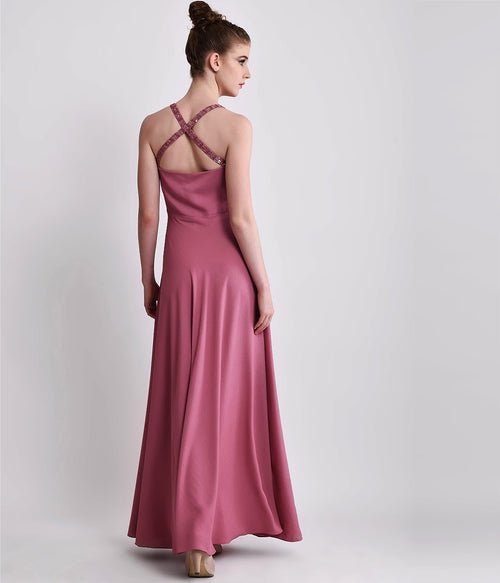 Onion Pink Pleated Gown