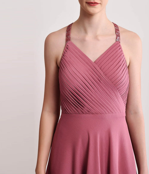 Onion Pink Pleated Gown