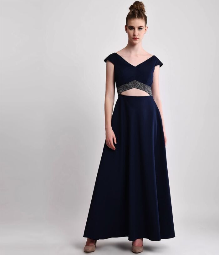Blue Triangle Cutout Dress