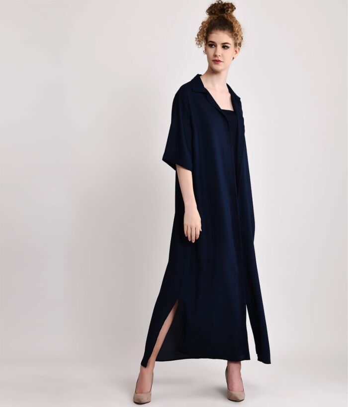 Relaxed Navy Blue Multiway Shirt Dress